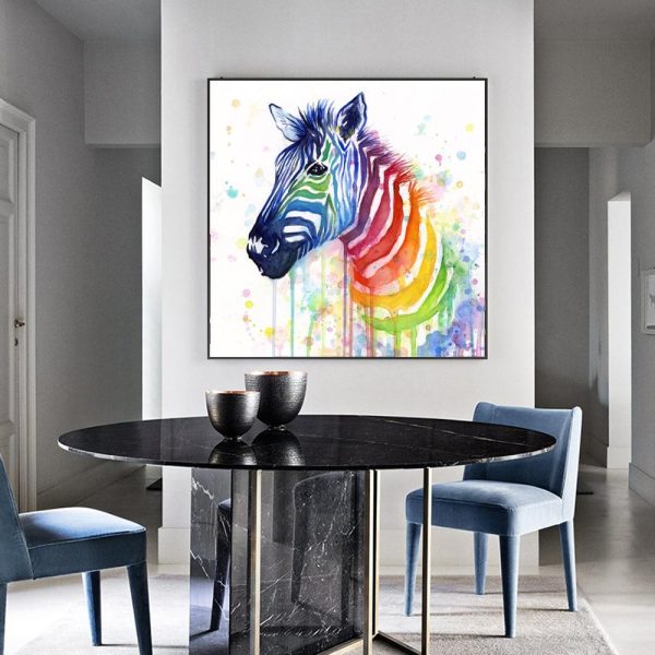 Colorful Zebra Wall Art Canvas Print - Image 6