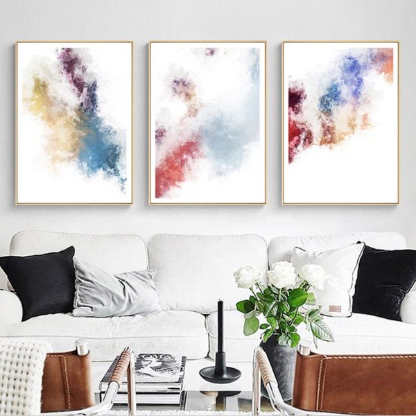 Abstract Splash of Paint Soft Colors Wall Art Canvas Print - Image 4