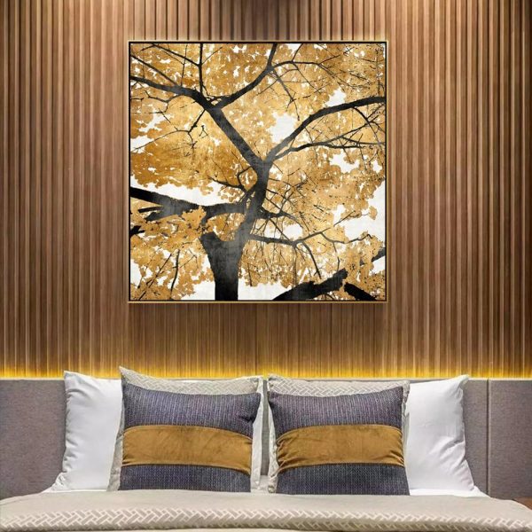 Golden Tree Wall Art Canvas Print