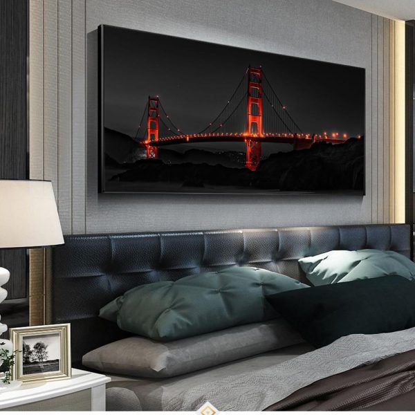 The Golden Gate Bridge in the Night Wall Art Canvas Print - Image 4
