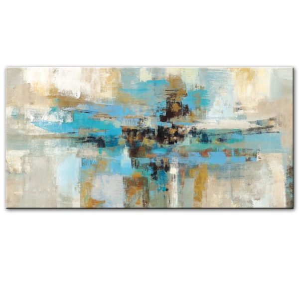 Abstract Turquoise Color Strokes Wall Art Canvas Print - Image 3
