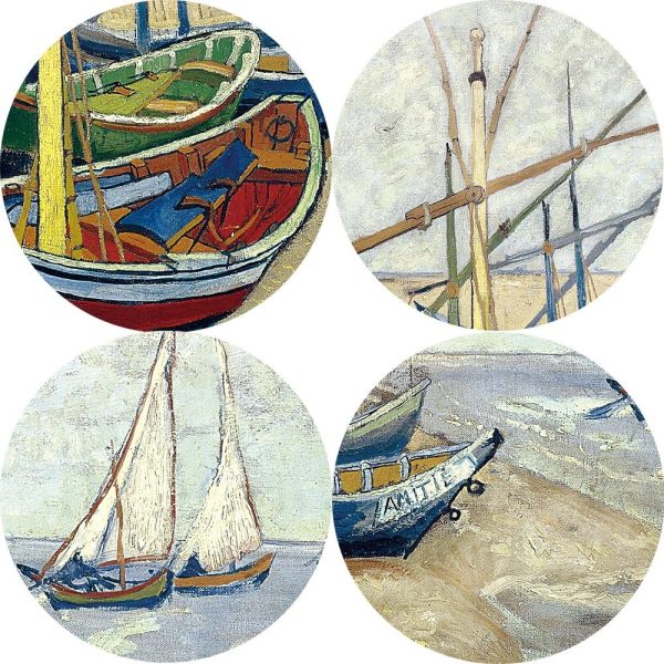 Fishing Boats on the Beach from Sainte-Marie Van Gogh Canvas Print - Image 4