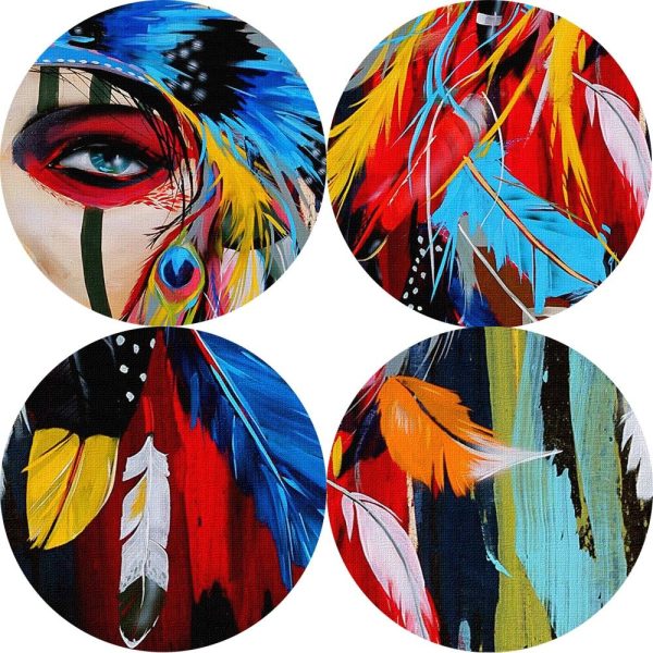 Indian Girl with Colorful Feather Wall Art Canvas Print - Image 4