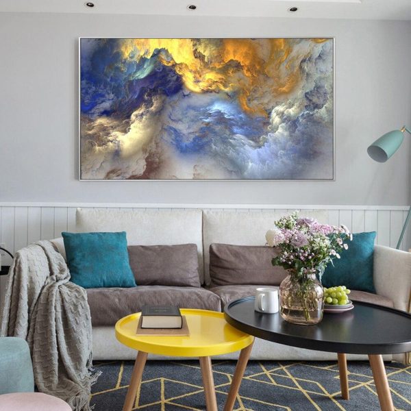 Golden and Blue Mysterious Clouds Wall Art Canvas Print - Image 5