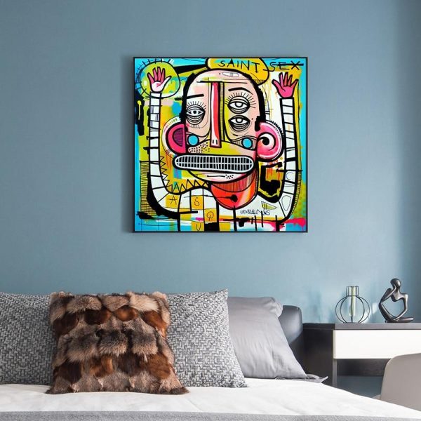 Graffiti Abstract Face Wall Art Canvas Painting - Image 4