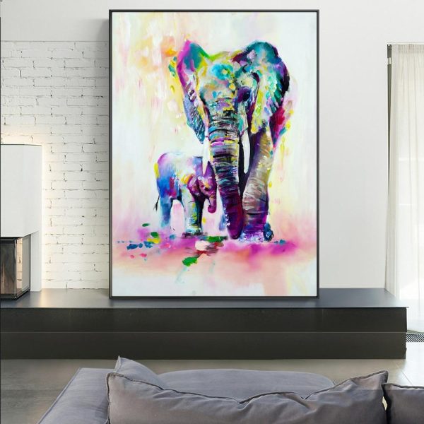 Watercolor Elephant and Deer Wall Art Canvas Print - Image 6