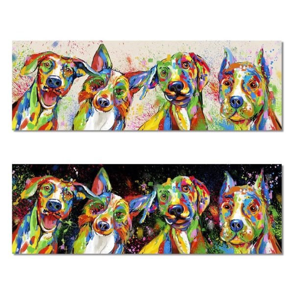 Abstract Colorful Dogs Canvas Wall Paintings - Image 5