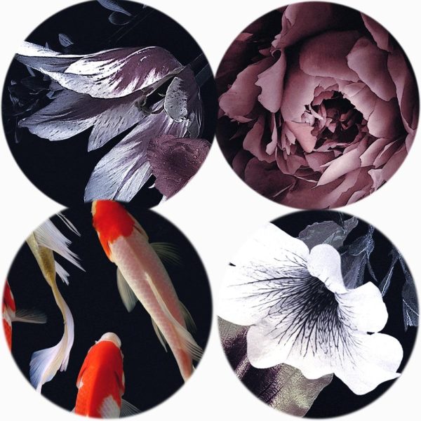 Goldfish and Peony Flowers Canvas Wall Art Painting - Image 6