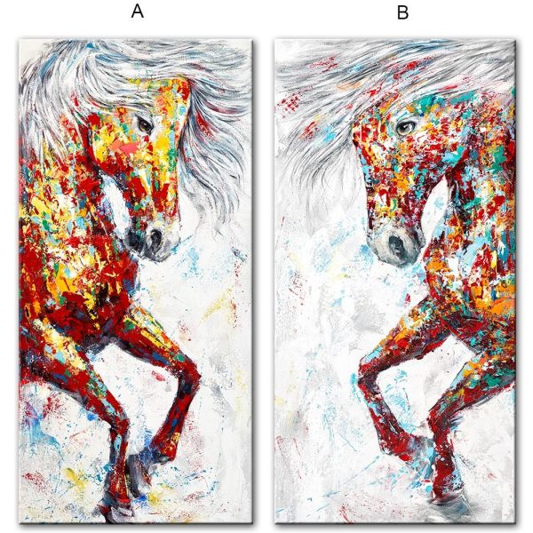 Multicolor Running Horses Canvas Print Picture - Image 3