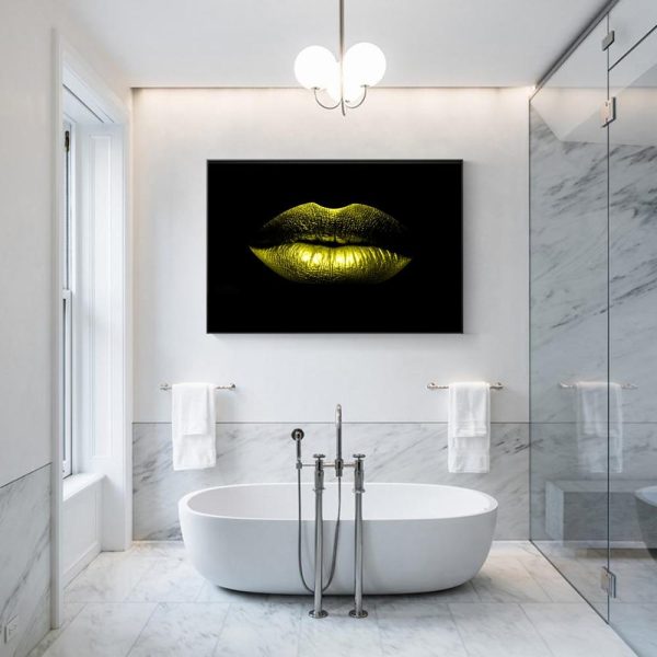 Abstract Sexy Golden Lips Wall Art Canvas Print - Image 6