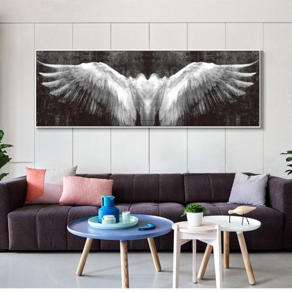Vintage White Angel Wings Wall Art Canvas Print