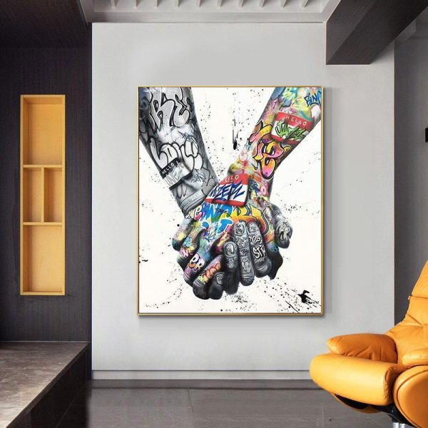 Colorful Tattoo Hands Wall Art Canvas Print