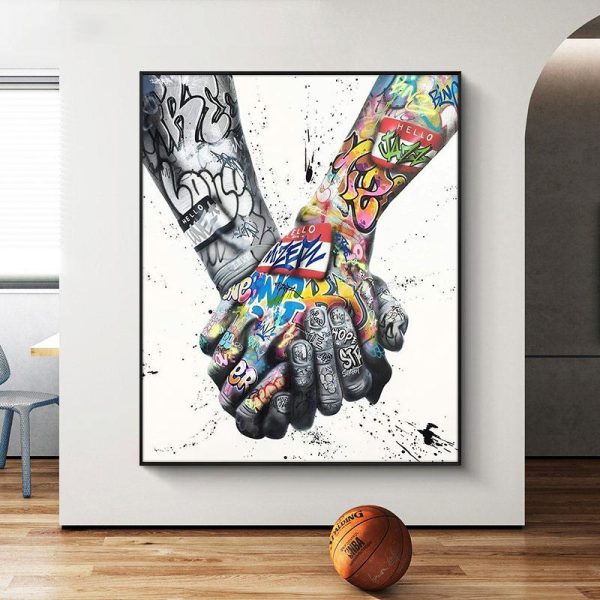 Colorful Tattoo Hands Wall Art Canvas Print - Image 3