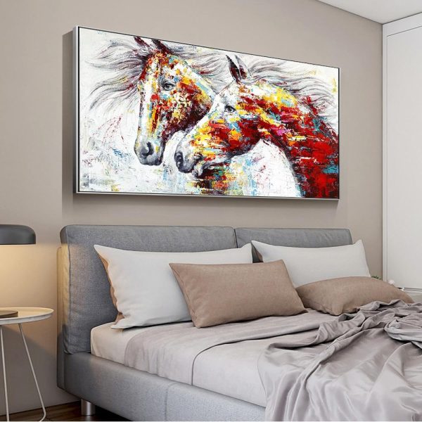 Abstract Colorful Horses Wall Art Canvas Print - Image 2