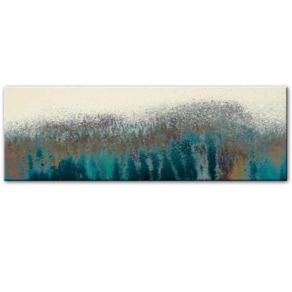 Abstract Splashes of Paint Turquoise Color Wall Art Canvas Print - Image 4