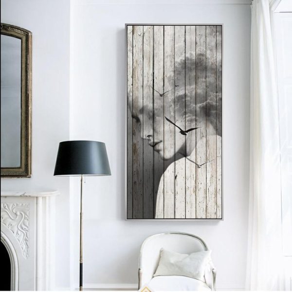 Abstract Girl with Birds Wall Art Canvas Print - Image 3