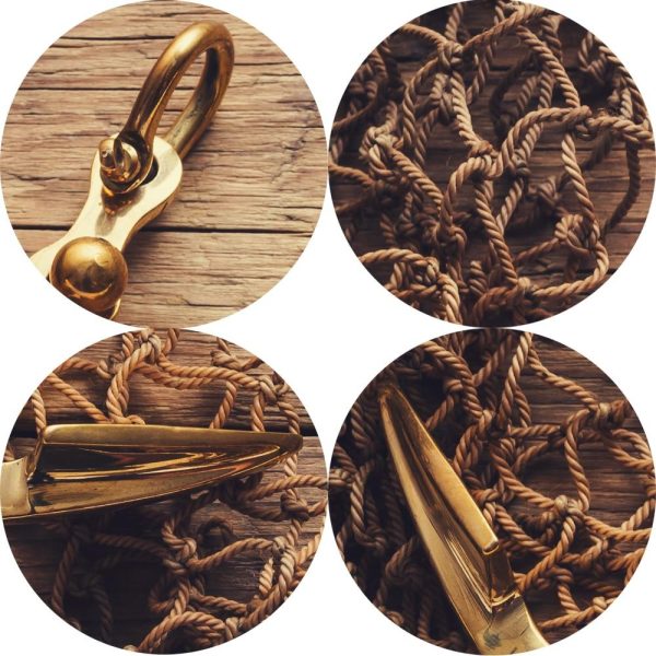 Golden Anchor and Fishing Net Canvas Print Picture - Image 4