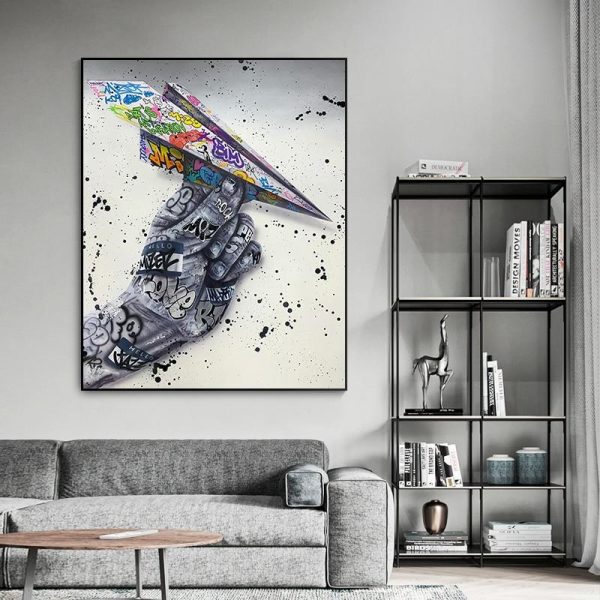 Hand with Paper Airplane Canvas Print Picture