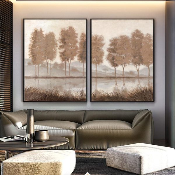 Abstract Golden Trees Canvas Wall Art Canvas Print - Image 2