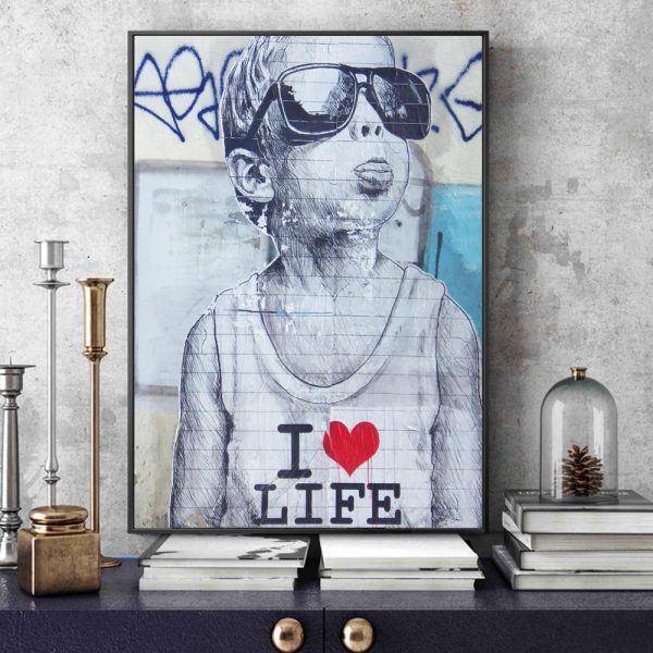 Happy Boy in Sunglasses Wall Art Canvas Print