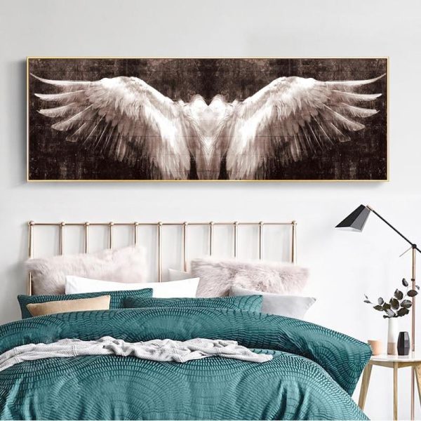 Vintage White Angel Wings Wall Art Canvas Print - Image 5