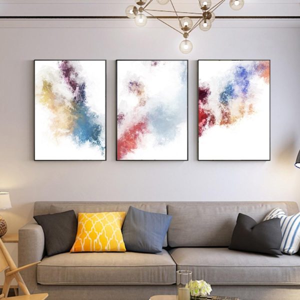 Abstract Splash of Paint Soft Colors Wall Art Canvas Print - Image 3