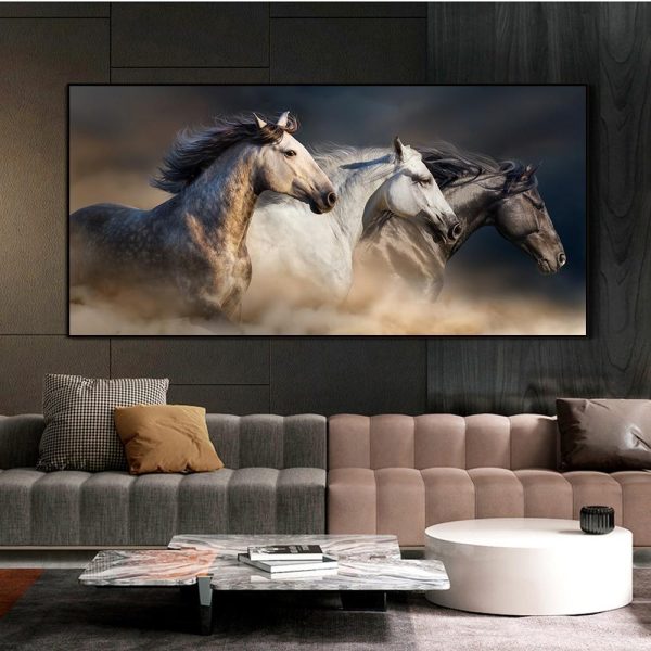 Running Horses and Elephants Wall Art Canvas Print