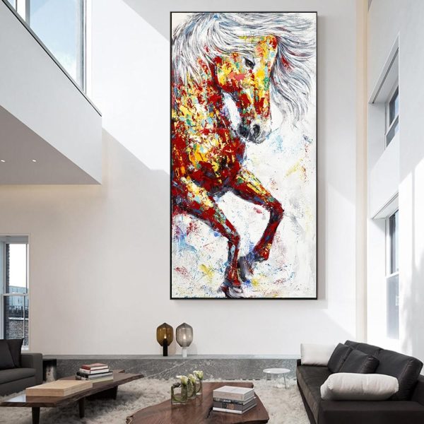 Multicolor Running Horses Canvas Print Picture - Image 2