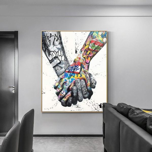 Colorful Tattoo Hands Wall Art Canvas Print - Image 2