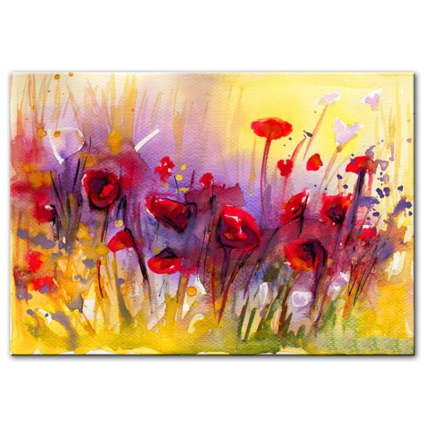 Colorful Red Poppies in the Field Wall Art Canvas Print - Image 3