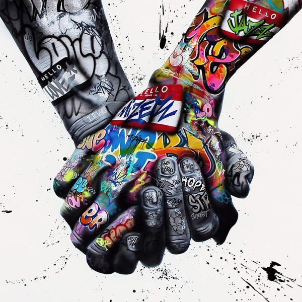 Colorful Tattoo Hands Canvas Print Picture - Image 6