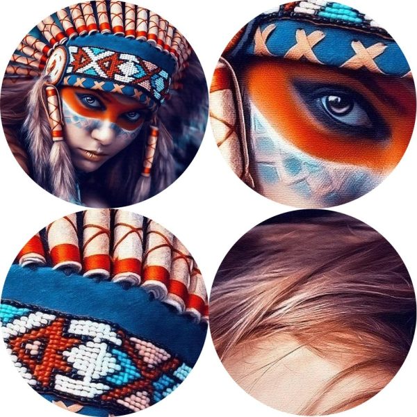 Indian Girl with Colorful Feather Wall Art Canvas Print - Image 4