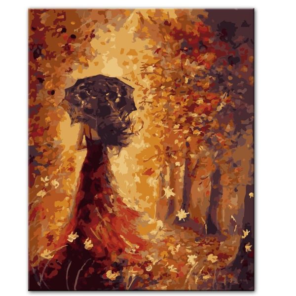 Abstract Girl with Umbrella Wall Art Canvas Print - Image 3