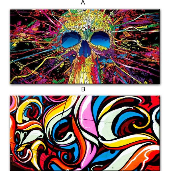 Abstract Colorful Skull Canvas Print Picture - Image 3
