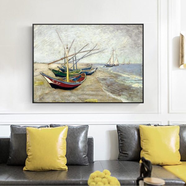 Fishing Boats on the Beach from Sainte-Marie Van Gogh Canvas Print - Image 5