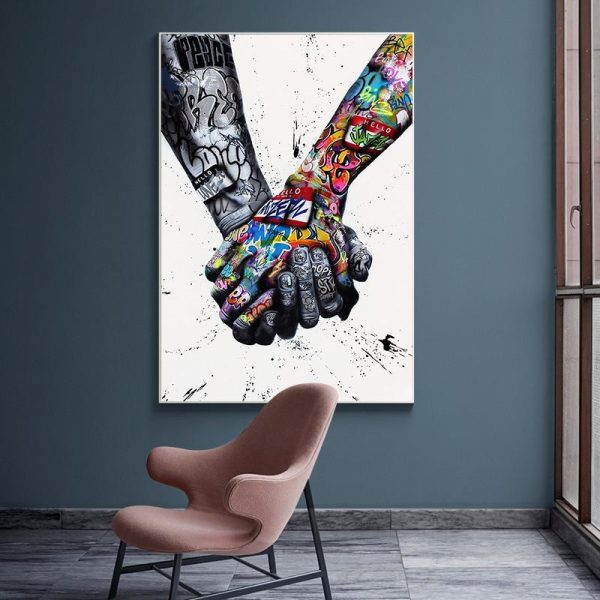 Colorful Tattoo Hands Canvas Print Picture - Image 2