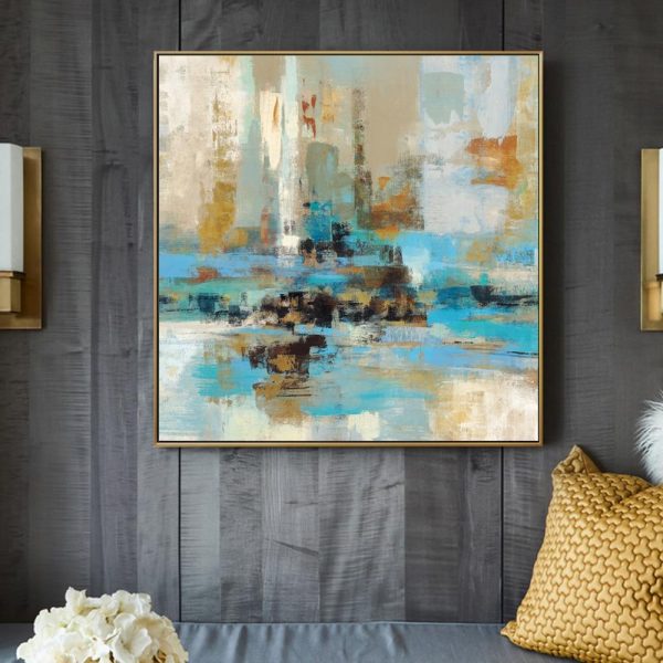 Abstract Landscape Turquoise Soft Colors Wall Art Canvas Print - Image 5