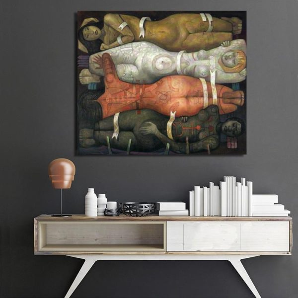 Abstract Colorful Nude Women Wall Art Canvas Print