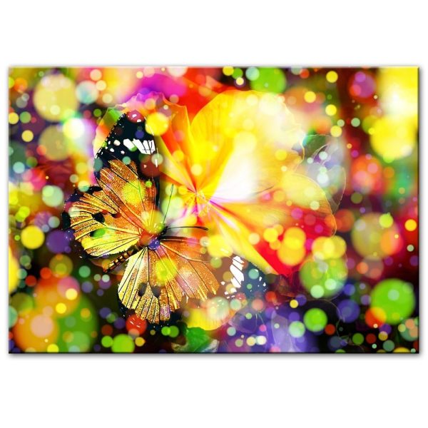 Multicolor Butterfly with Flowers Wall Art Canvas Print - Image 3