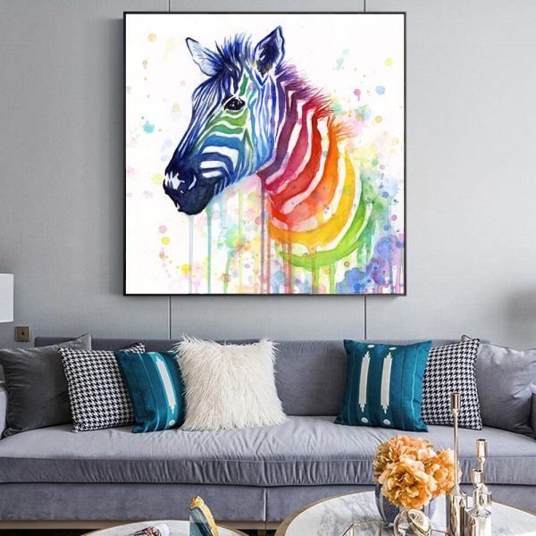 Colorful Zebra Wall Art Canvas Print