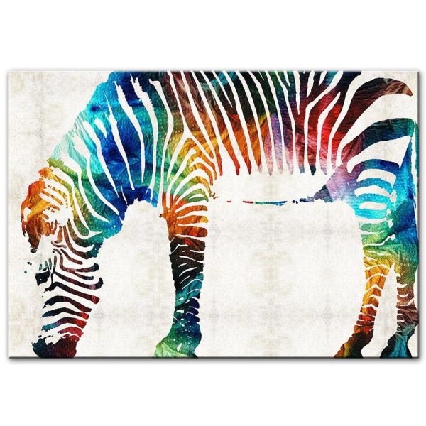 Multicolor Zebra Wall Art Canvas Print - Image 3