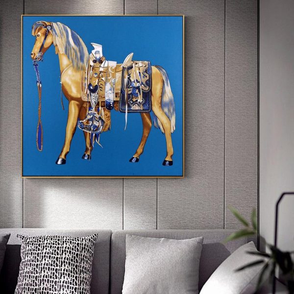 Vintage Colorful Horse Wall Art Canvas Print - Image 6