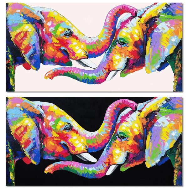 Abstract Lovely Elephants Wall Art Canvas Print - Image 6