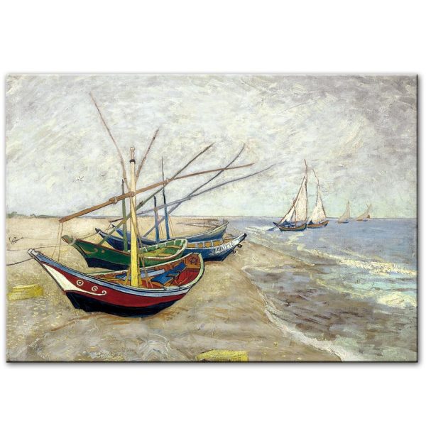 Fishing Boats on the Beach from Sainte-Marie Van Gogh Canvas Print - Image 3