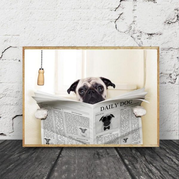 Funny Dog Reading Newspaper Wall Art Animal Poster - Image 3