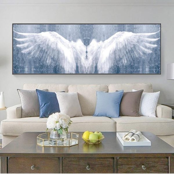 Vintage White Angel Wings Wall Art Canvas Print - Image 4
