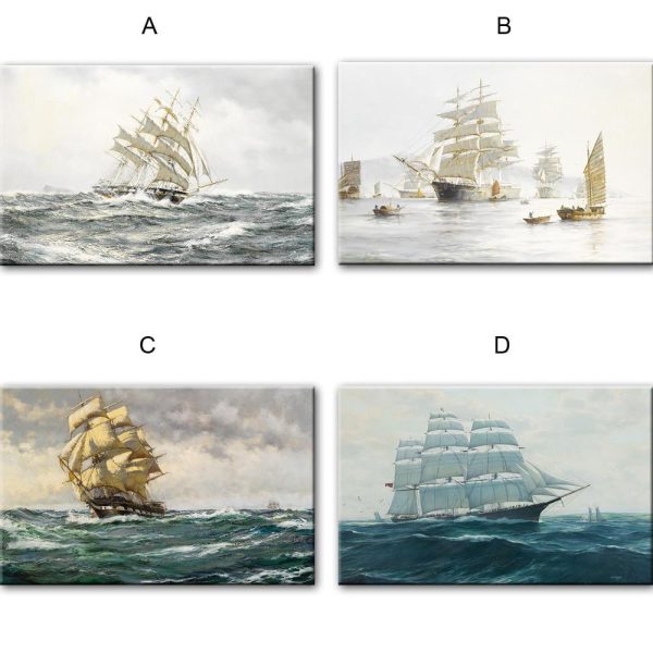 Seascape Ship Sailing Wall Art Canvas Print - Image 3
