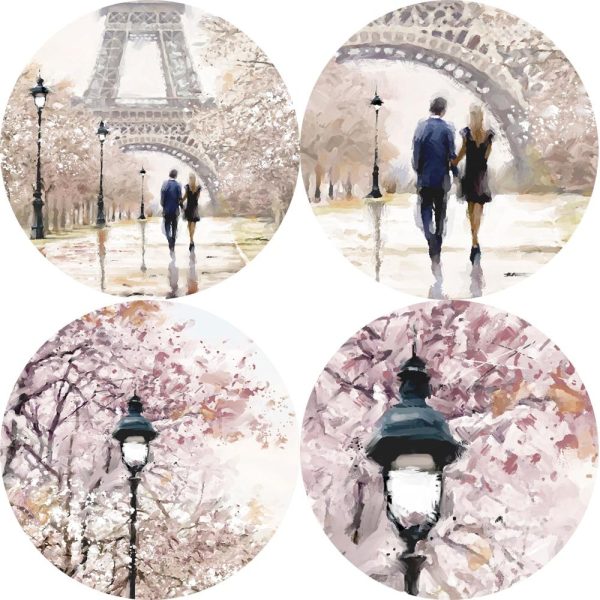 Romantic Paris Street near the Eiffel Tower Wall Canvas Print - Image 4
