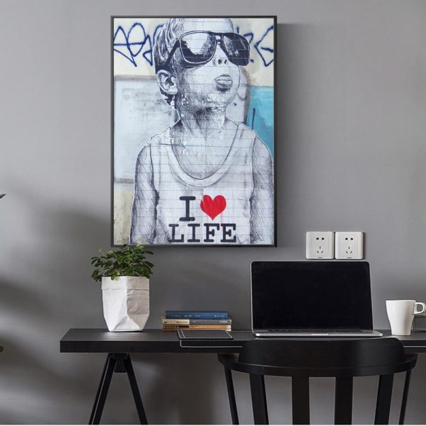 Happy Boy in Sunglasses Wall Art Canvas Print - Image 2