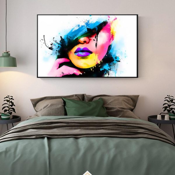 Multicolor Girl Face Wall Art Canvas Print - Image 6
